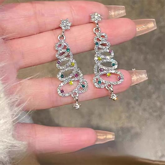 Silver jewelry,Christmas Silver Color Alloy Detail Earrings