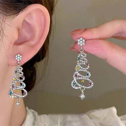 Silver jewelry,Christmas Silver Color Alloy Detail Earrings