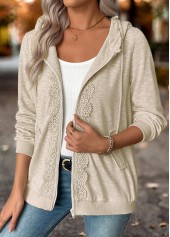 Rotita Kapuzenpullover mit zwei Seitentaschen hellgrau langärmelig