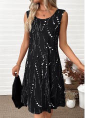 Black dresses,Dot dresses,Everyday dresses,Casual dresses,ROTITA Tummy Coverage Polka Dot Black Dress and Cardigan