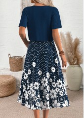 Navy dresses,Dot dresses,Everyday dresses,Casual dresses,ROTITA Polka Dot Navy Round Neck Dress and Cardigan