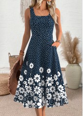 Navy dresses,Dot dresses,Everyday dresses,Casual dresses,ROTITA Polka Dot Navy Round Neck Dress and Cardigan
