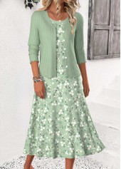 Sage Green dresses,Ditsy Floral dresses,Everyday dresses,Casual dresses,ROTITA Ditsy Floral Print Sage Green Dress and Cardigan