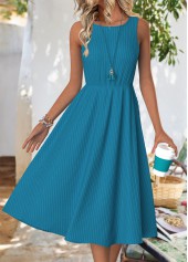 Peacock Blue dresses,Plain Color dresses,Everyday dresses,Casual dresses,ROTITA Peacock Blue Round Neck Long Sleeve Dress and Cardigan