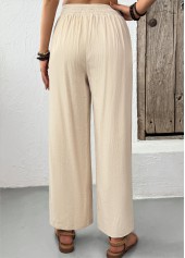 Light Camel bottoms,Plain Color bottoms,Light Camel Straight Leg Elastic Waist High Waisted Pants