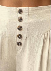 Light Camel bottoms,Plain Color bottoms,Light Camel Straight Leg Elastic Waist High Waisted Pants