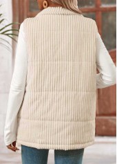 Beige tops,Plain Color tops,ROTITA Tummy Coverage Beige Shirt Collar Sleeveless Waistcoat