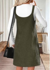 Olive Green dresses,Plain Color dresses,Everyday dresses,Casual dresses,ROTITA Tummy Coverage Olive Green Short Round Neck Tank Dress