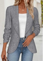 ROTITA Tummy Coverage Light Grey Marl Lapel Long Sleeve Coat