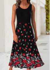 Red dresses,Floral dresses,Plants dresses,Everyday dresses,Casual dresses,ROTITA Tummy Coverage Floral Print Red Dress and Cardigan