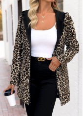 Black tops,Leopard tops,Animal Print tops,ROTITA Tummy Coverage Reversible Leopard Black Hooded Long Sleeve Coat