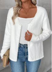 Weißer langärmeliger Cardigan mit Bauchbedeckung
