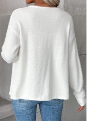 White tops,Plain Color tops,Tummy Coverage White Long Sleeve Cardigan
