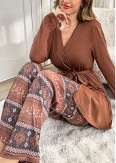 Lounge-Top Hose und Strickjacke mit Tribal-Print