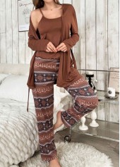 Dark Coffee loungewear,Tribal loungewear,Tribal Print Lounge Top and Pants and Cardigan