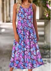 Purple dresses,Floral dresses,Plants dresses,Everyday dresses,Casual dresses,ROTITA Tummy Coverage Floral Print Purple Dress and Cardigan