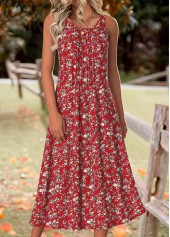 Wine Red dresses,Floral dresses,Plants dresses,Everyday dresses,Casual dresses,ROTITA Tummy Coverage Floral Print Wine Red Dress and Cardigan