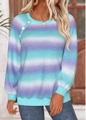 Multi Color tops,Ombre tops,ROTITA Tummy Coverage Ombre Multi Color Round Neck Sweatshirt
