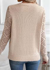 Light Camel tops,Plain Color tops,Tummy Coverage Light Camel V Neck Long Sleeve Sweater