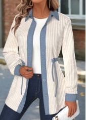 Rotita – beiger Mantel mit Hemdkragen und langen Ärmeln zur Bauchbedeckung