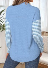 Light Blue tops,Striped tops,ROTITA Tummy Coverage Light Blue Split Neck Long Sleeve Sweatshirt