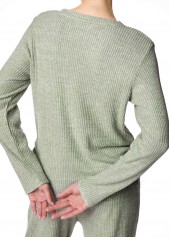 Light Green loungewear,Plain Color loungewear,Light Green Round Neck Lounge Top and Pants