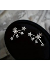 Silver jewelry,Silver Color Star Alloy Detail Earrings