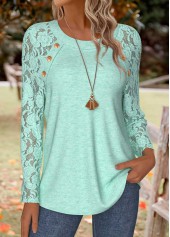 Mint Green tops,Plain Color tops,ROTITA Tummy Coverage Mint Green Round Neck T Shirt
