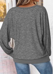 Dark Grey Marl tops,Letter tops,ROTITA Tummy Coverage Letter Print Dark Grey Marl T Shirt