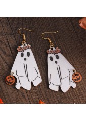White jewelry,Plants jewelry,White Ghost Pumpkin Design Wood Earrings