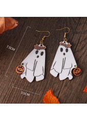 White jewelry,Plants jewelry,White Ghost Pumpkin Design Wood Earrings