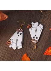 White jewelry,Plants jewelry,White Ghost Pumpkin Design Wood Earrings