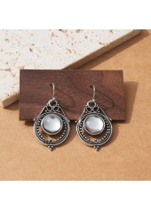 Round Silver Teardrop Hollow Alloy Earrings