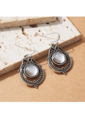Silver jewelry,Geometric jewelry,Round Silver Teardrop Hollow Alloy Earrings
