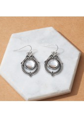 Silver jewelry,Geometric jewelry,Round Silver Teardrop Hollow Alloy Earrings