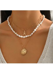 Halskette aus einer Legierung mit goldenem Jakobsmuschel-Design und Seestern