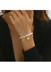 Golden Color Shell Alloy Detail Bracelet
