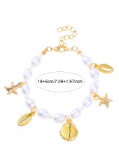 Golden jewelry,Golden Color Shell Alloy Detail Bracelet