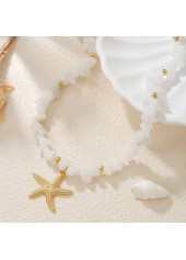 White jewelry,Animal Print jewelry,White Starfish Irregular Beaded Polyresin Necklace