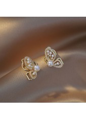 Golden jewelry,Golden Color Butterfly Alloy Detail Earrings