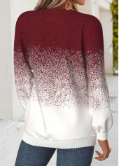 Wine Red tops,Ombre tops,ROTITA Tummy Coverage Ombre Wine Red Round Neck Sweatshirt