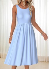 Blue dresses,Plaid dresses,Geometric dresses,Everyday dresses,Casual dresses,ROTITA Tummy Coverage Plaid Blue Round Neck Dress and Cardigan