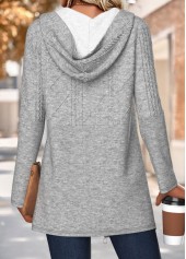 Dark Grey Marl tops,Plain Color tops,ROTITA Tummy Coverage Dark Grey Marl Hooded Long Sleeve Coat