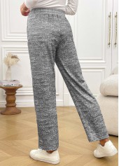 Grey bottoms,Animal Print bottoms,Animal Print Grey Straight Leg Elastic Waist Pants
