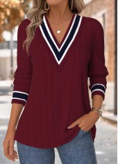 Rotita – Weinrotes Langarm-T-Shirt mit Bauchbedeckung