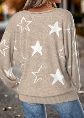 Light Camel tops,Galaxy tops,ROTITA Tummy Coverage Star Print Light Camel T Shirt