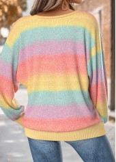 Multi Color tops,Ombre tops,ROTITA Tummy Coverage Ombre Multi Color Round Neck T Shirt