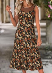 Terracotta dresses,Floral dresses,Plants dresses,Everyday dresses,Casual dresses,ROTITA Tummy Coverage Floral Print Terracotta Dress and Cardigan