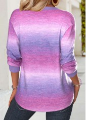 Multi Color tops,Ombre tops,ROTITA Tummy Coverage Ombre Multi Color Split Neck Sweatshirt