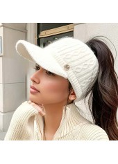 White Hat Knitted Design Baseball Cap